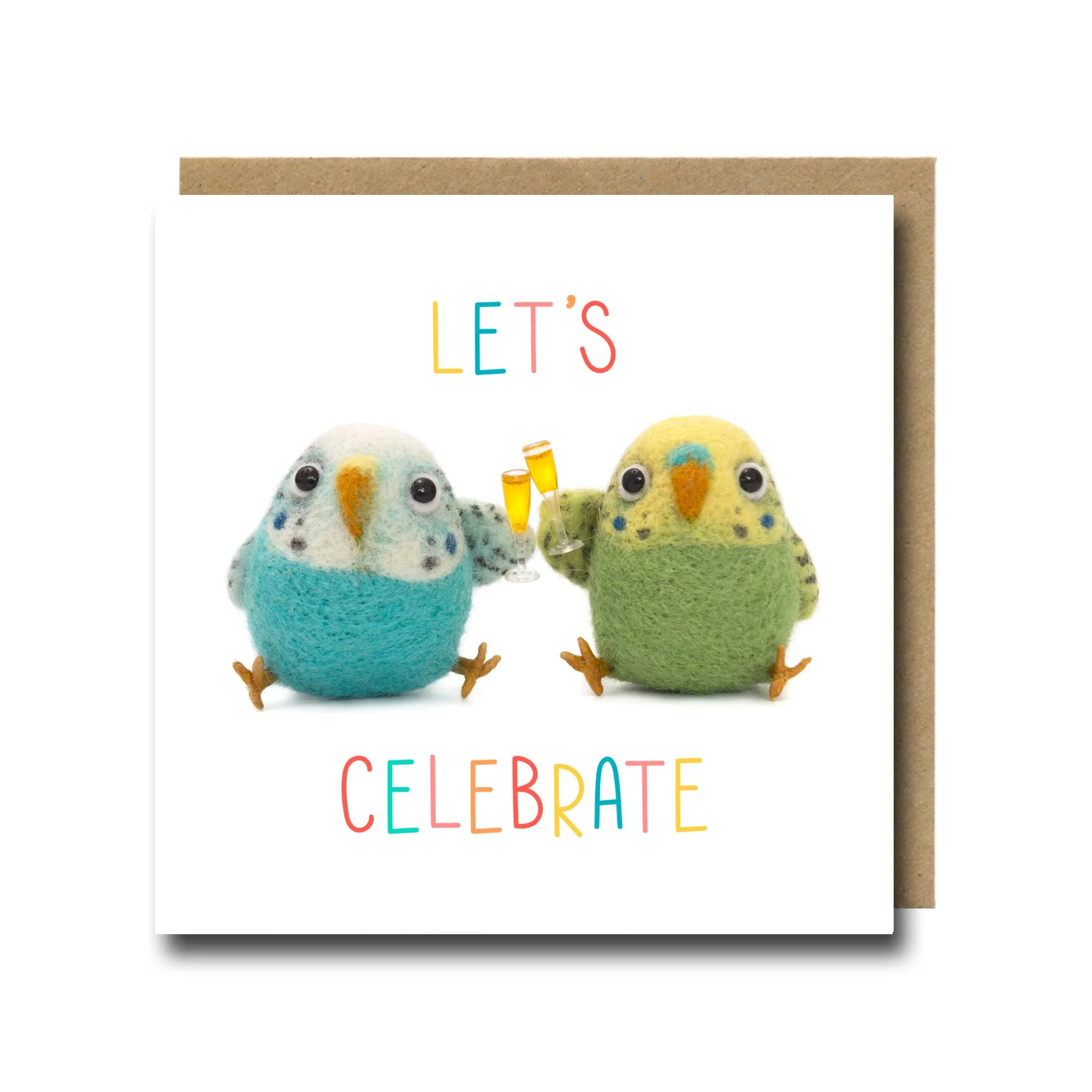 Let's Celebrate Budgie Greeting Card