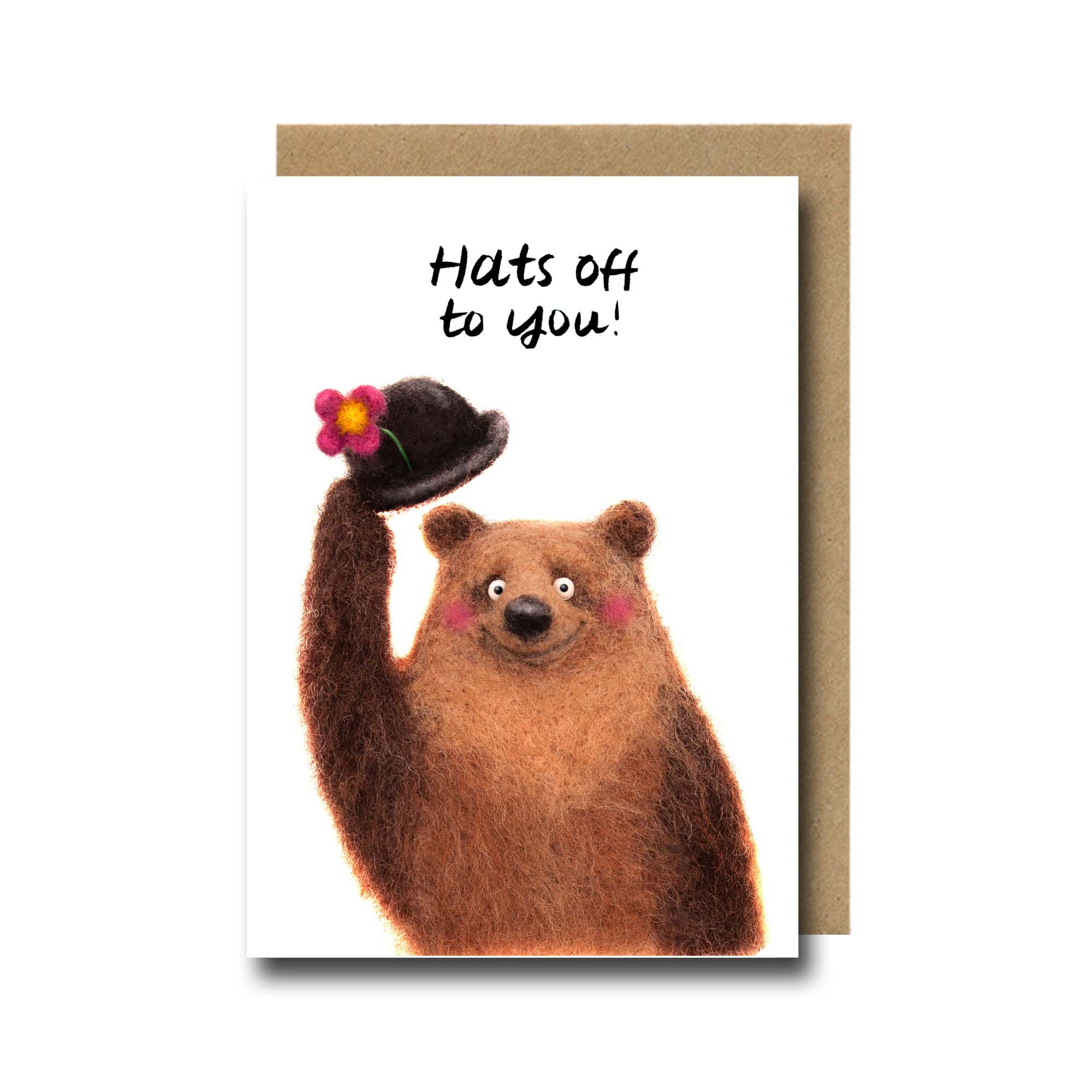 Bear Character “Hats Off To You” Congratulations Card