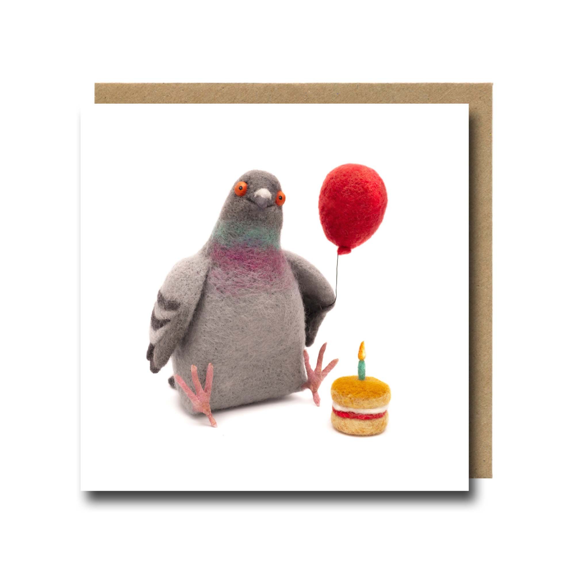 Needle Felt Pigeon Birthday Card