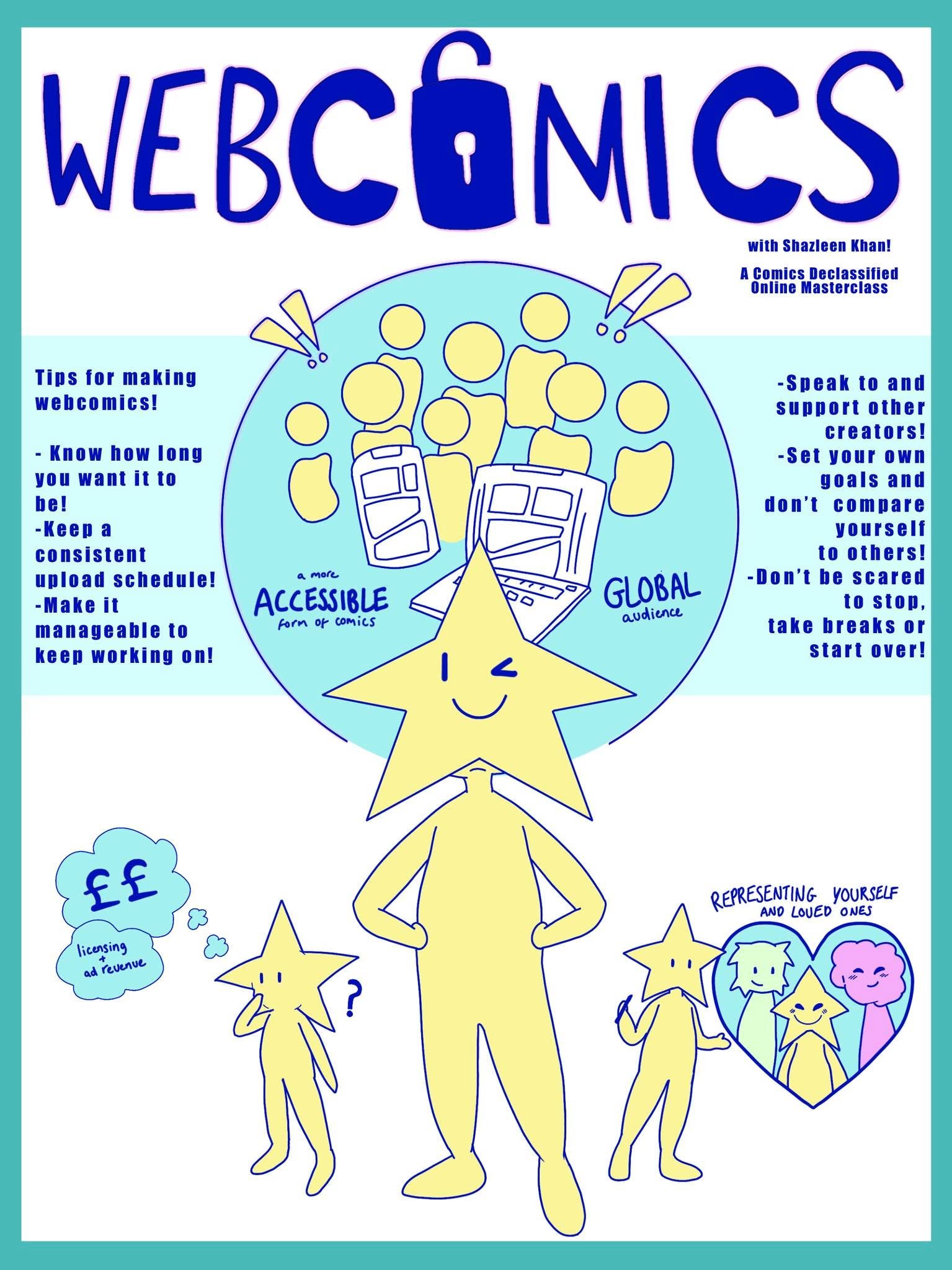 📚Some learnings from Shazleen Khan's masterclass on Web Comics made into graphic notes by one of our wonderful Marginal Associates 📝

Our next masterclass is Editing in Comics with Shelly Bond on the 16th of June ✨

Go to the link in our bio to joi