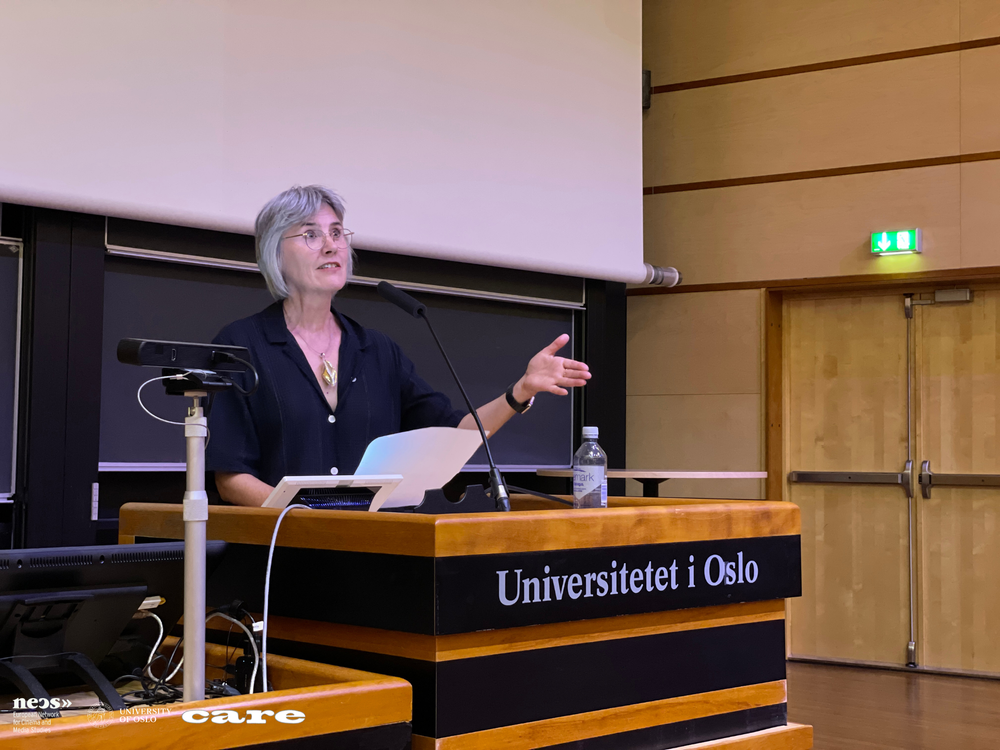 Mette Halskov Hansen, Vice-Rector for Climate &amp; the Environment and Cross-Disciplinarity, University of Oslo, at the Opening Ceremony of the NECS 2023 Conference. Photo: Salomé Chalandri