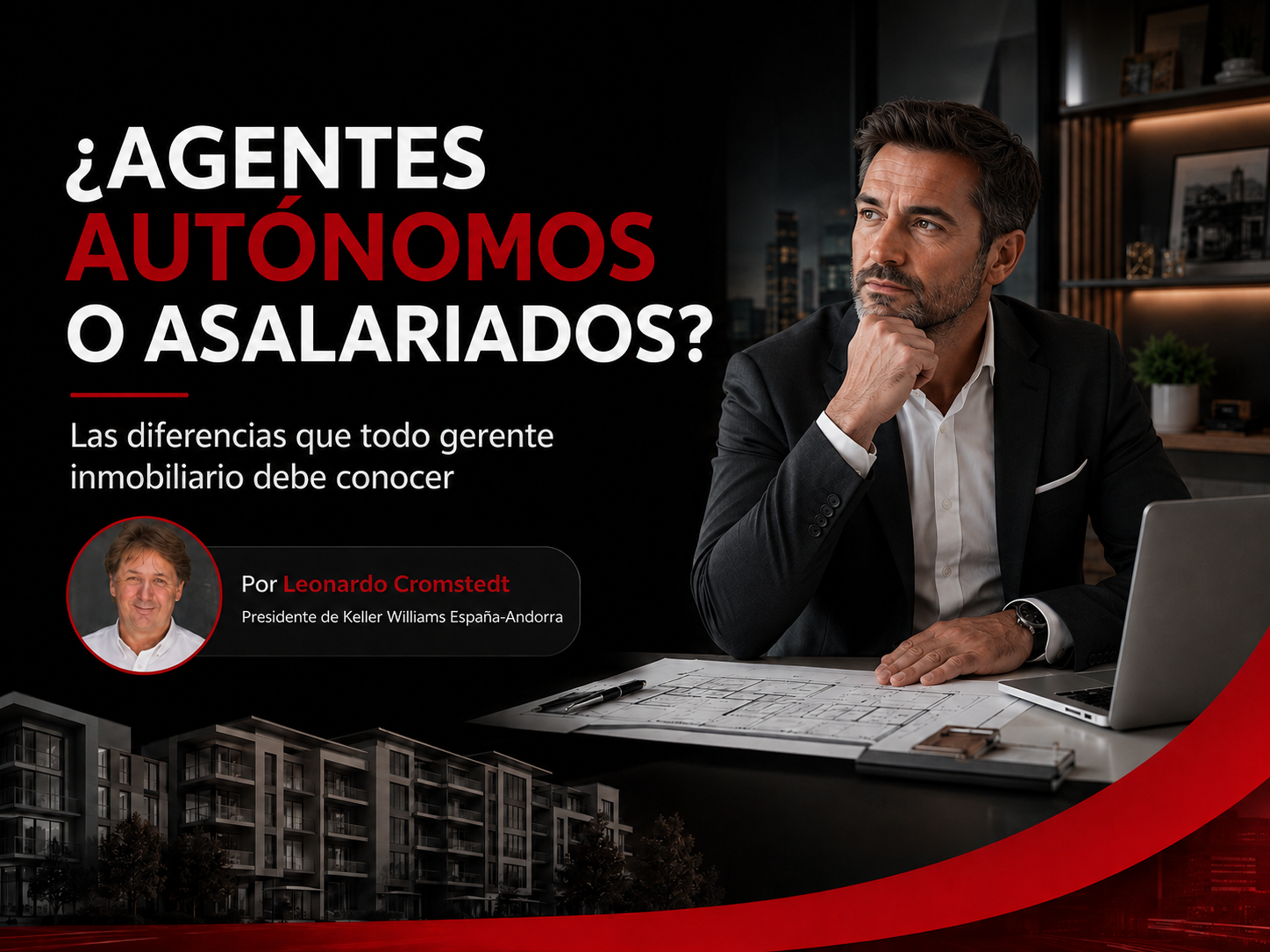 Gerente inmobiliario comparando agentes autónomos independientes y agentes asalariados para elegir entre Market Center y Mega Agent Office