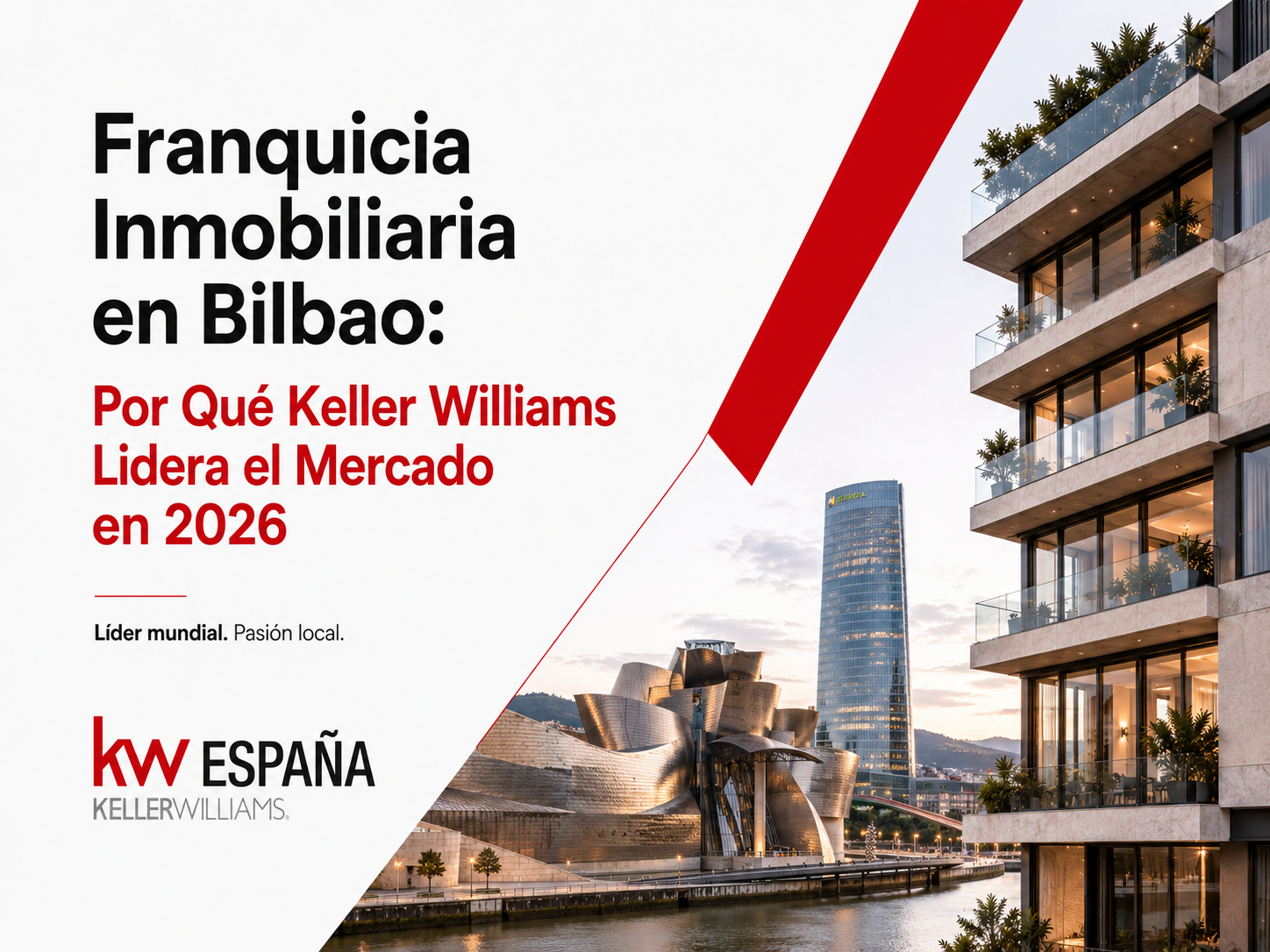 Franquicia inmobiliaria en Bilbao con Keller Williams España y vista del Museo Guggenheim