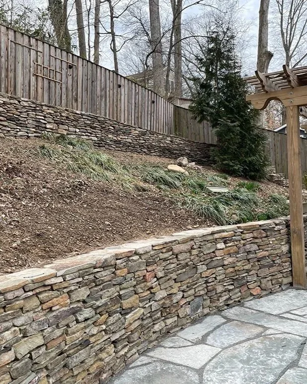 Two Tier Stone Walls on Hill