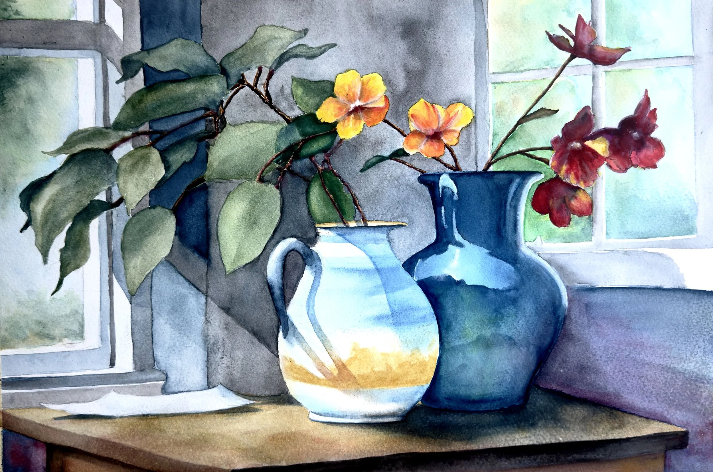 Blue vase in moring light