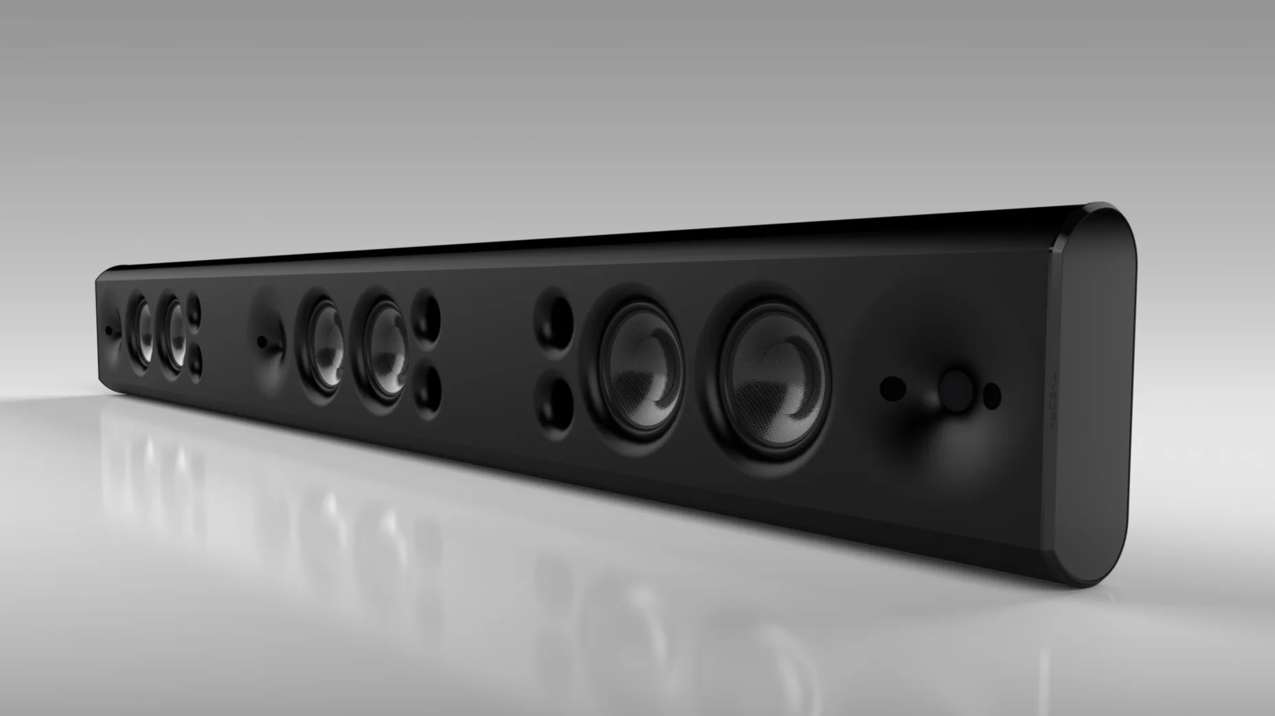 sb85 3-CHANNEL PASSIVE SOUNDBAR BLACK GRILLE CLOTH REMOVED - FRONT VIEW