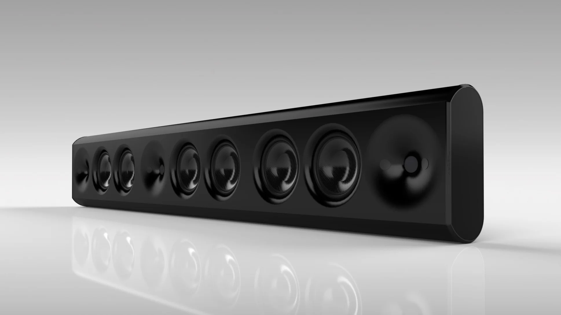 sb65 3-CHANNEL PASSIVE SOUNDBAR BLACK GRILLE CLOTH REMOVED - FRONT VIEW