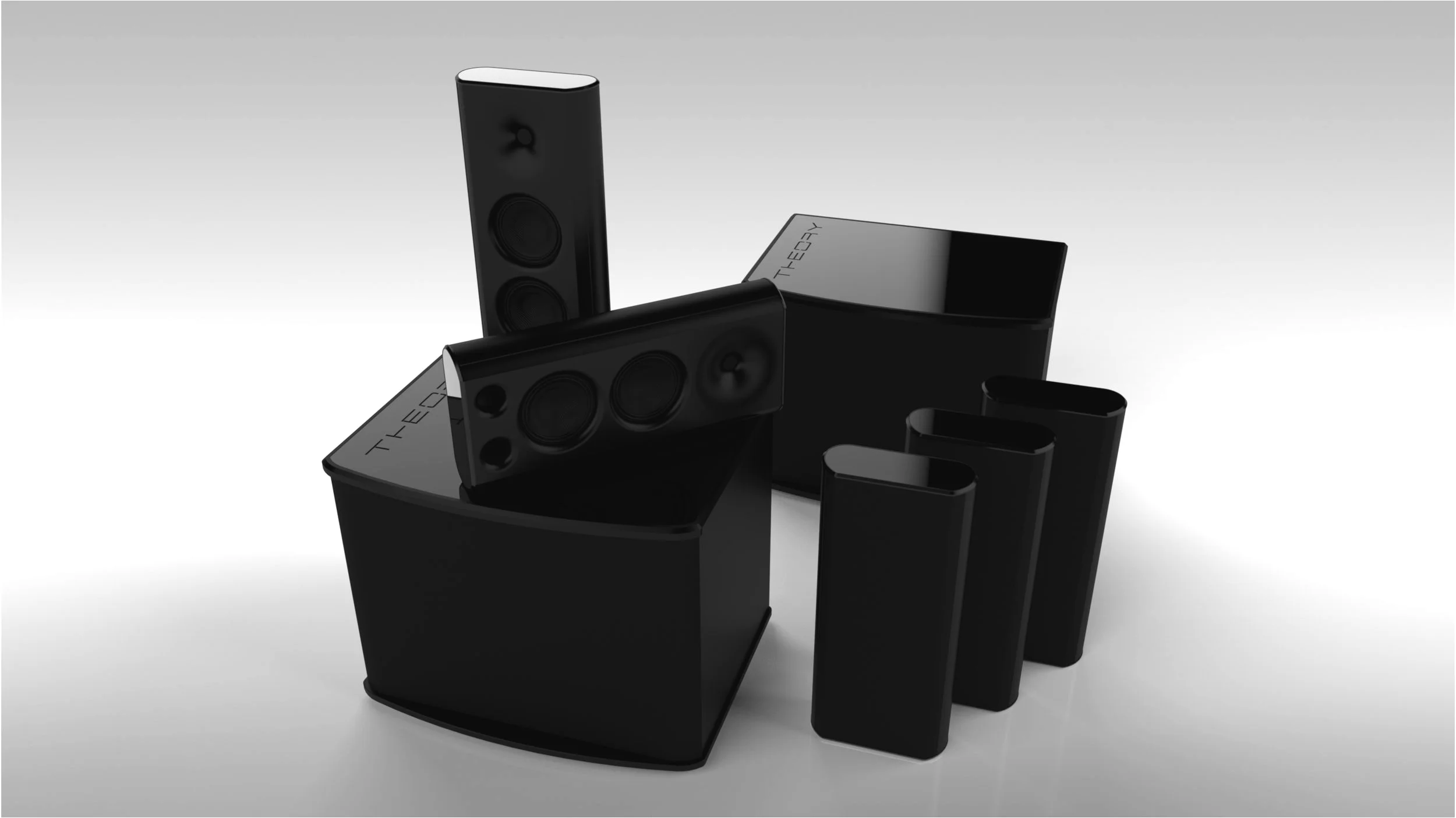 sub15 SHOWN WITH 5x sb25 ON-WALL MULTIPURPOSE LOUDSPEAKERS