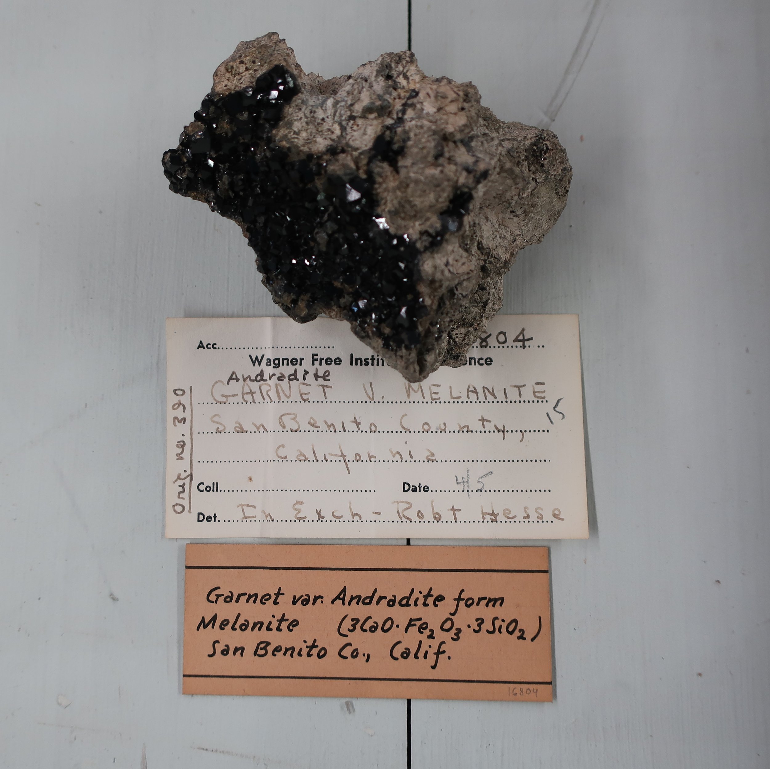   “Melanite  is generally quite black, a beautiful black Garnet has been found at Franklin N Jersey exactly resembling that from Norway. It occurs in rhombic dodecahedrons, BB it fuses alone, into a brilliant black globule.” 