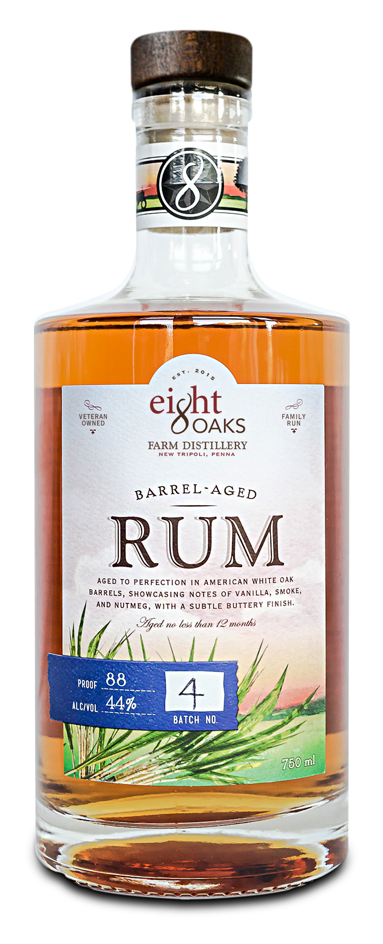 Barrel Aged Rum Eight Oaks Pennsylvania Distillery