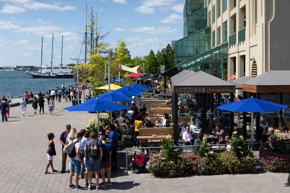 Exterior of 207 Queens Quay West with views of Lake Ontario