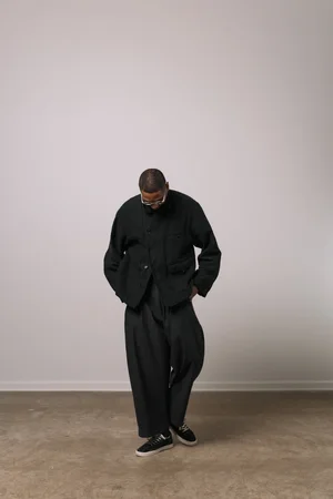 【HAKUJI】25SS Linen Weather Gillet　ブラック　Ｆ airport jacket - black butcher linen — William Frederick