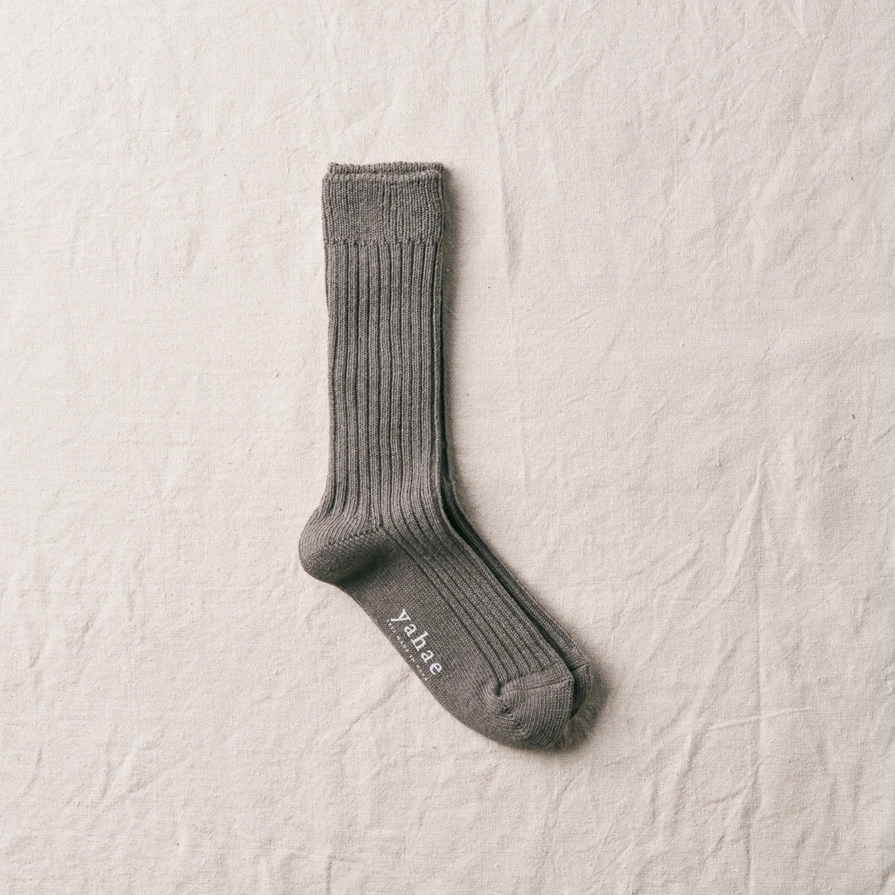 yahae - dark grey organic cotton yak ribbed sock