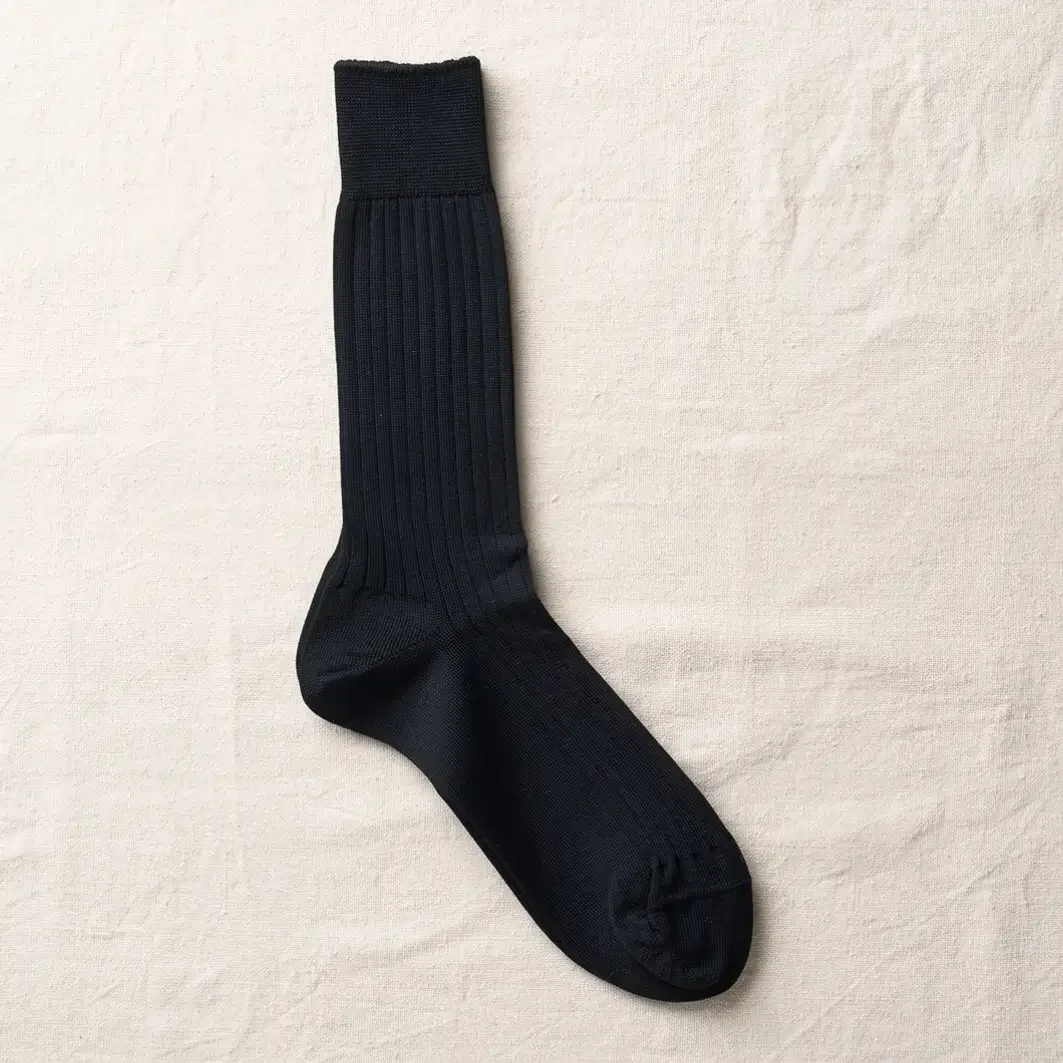 yahae - black organic cotton ribbed sock
