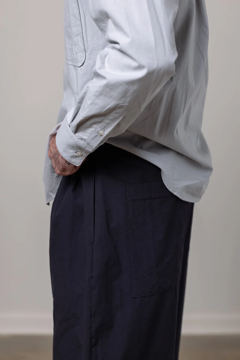 studio pant - black cotton wool typewriter — William Frederick