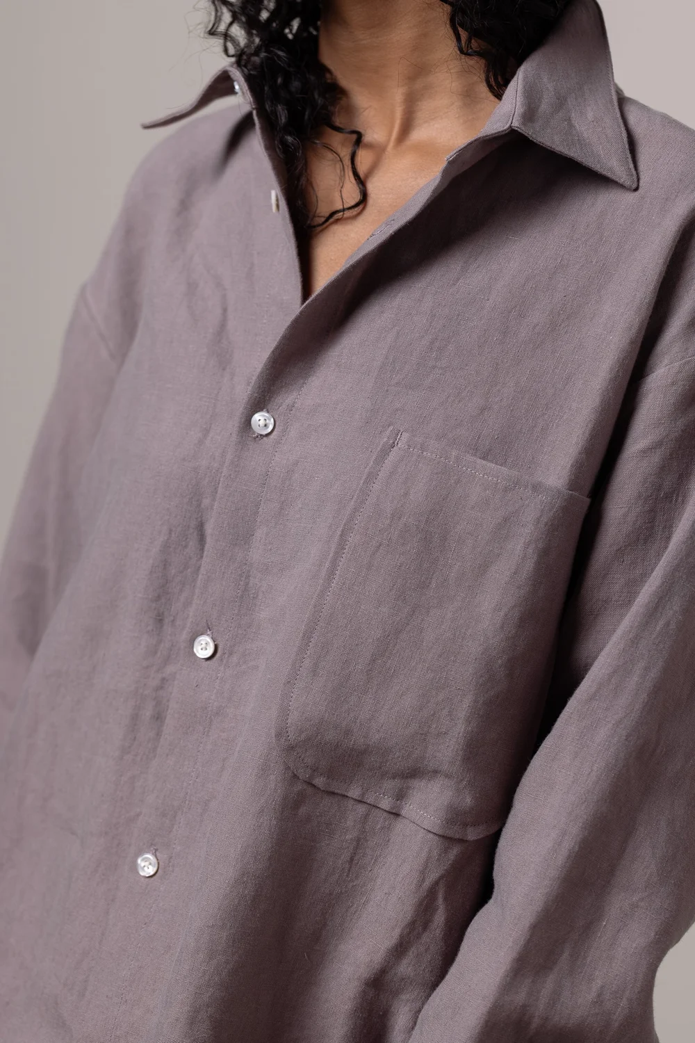 office shirt - mauve linen  William Frederick