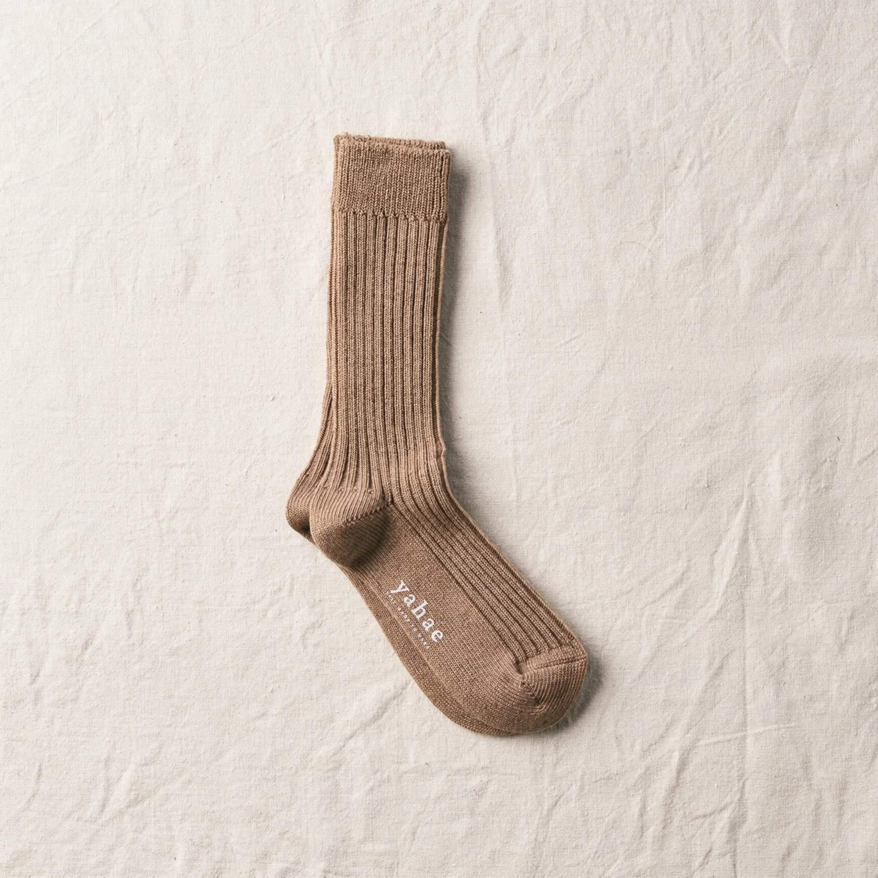 yahae - brown organic cotton yak ribbed sock