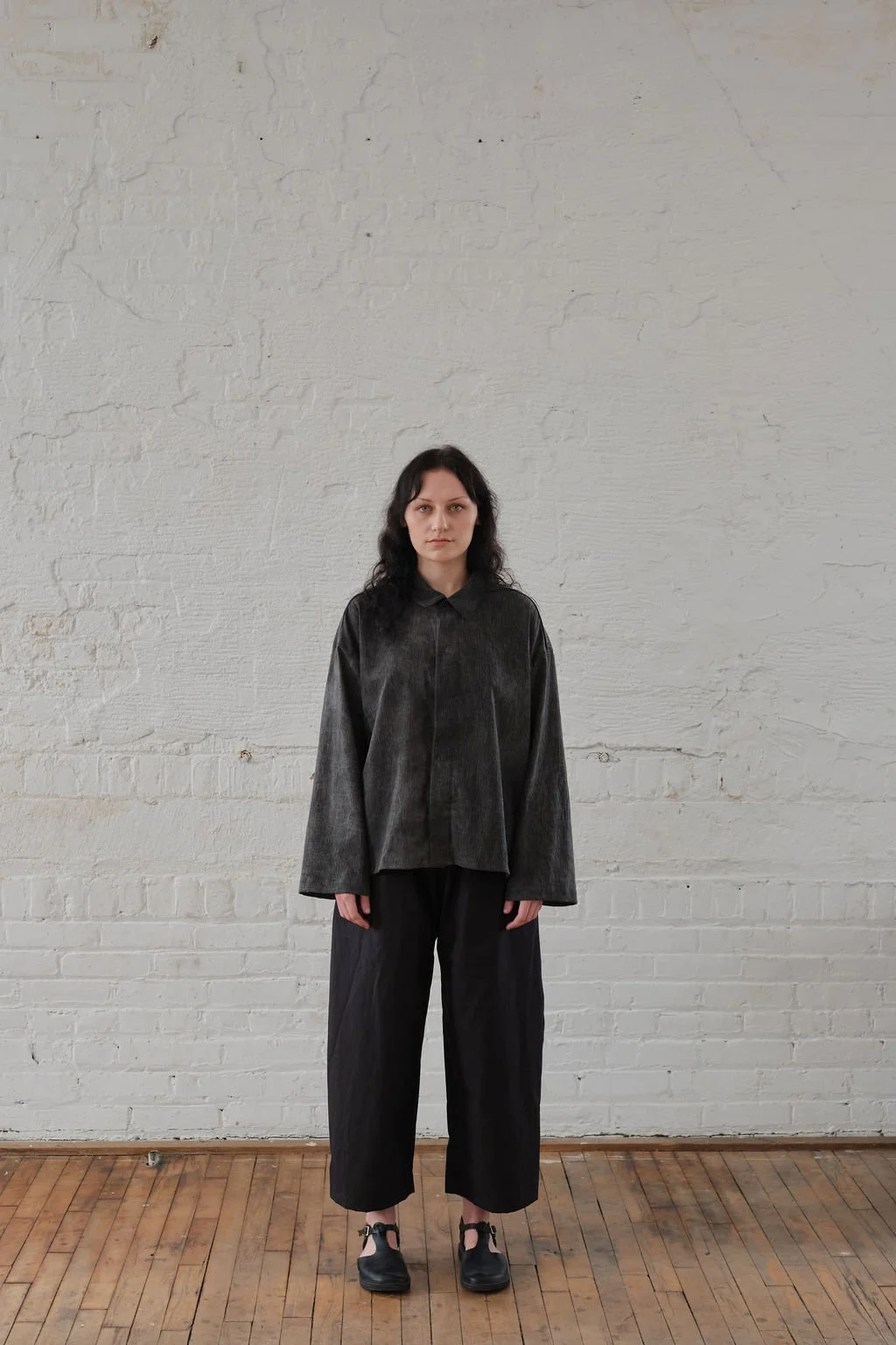 studio pant - black cotton hemp typewriter