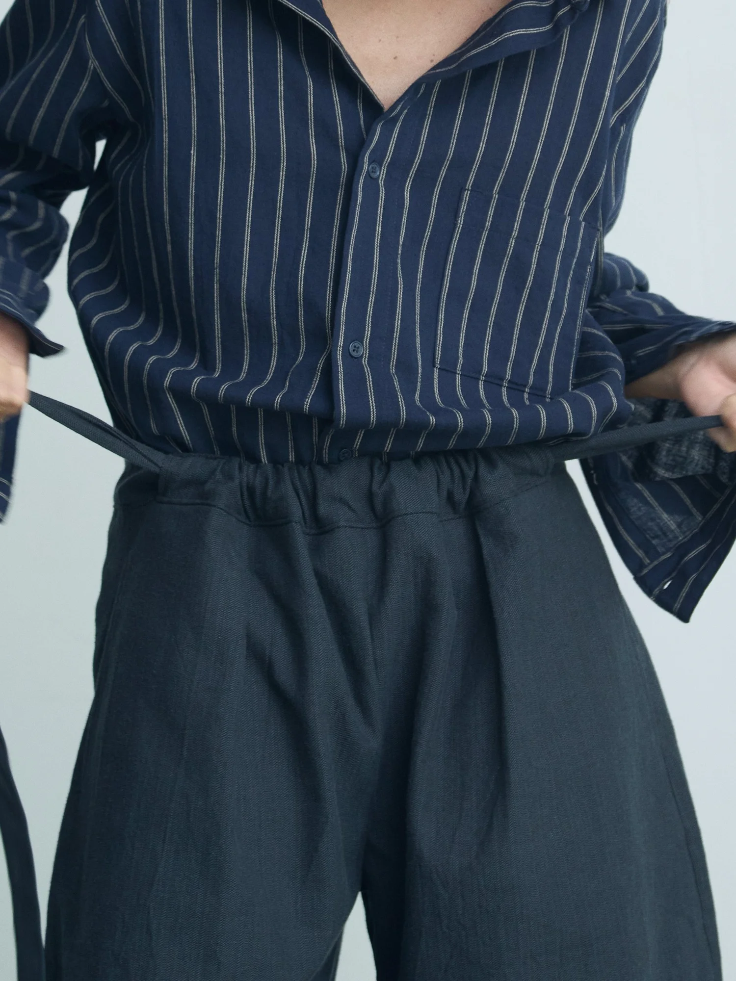 office shirt - navy and beige stripe — William Frederick