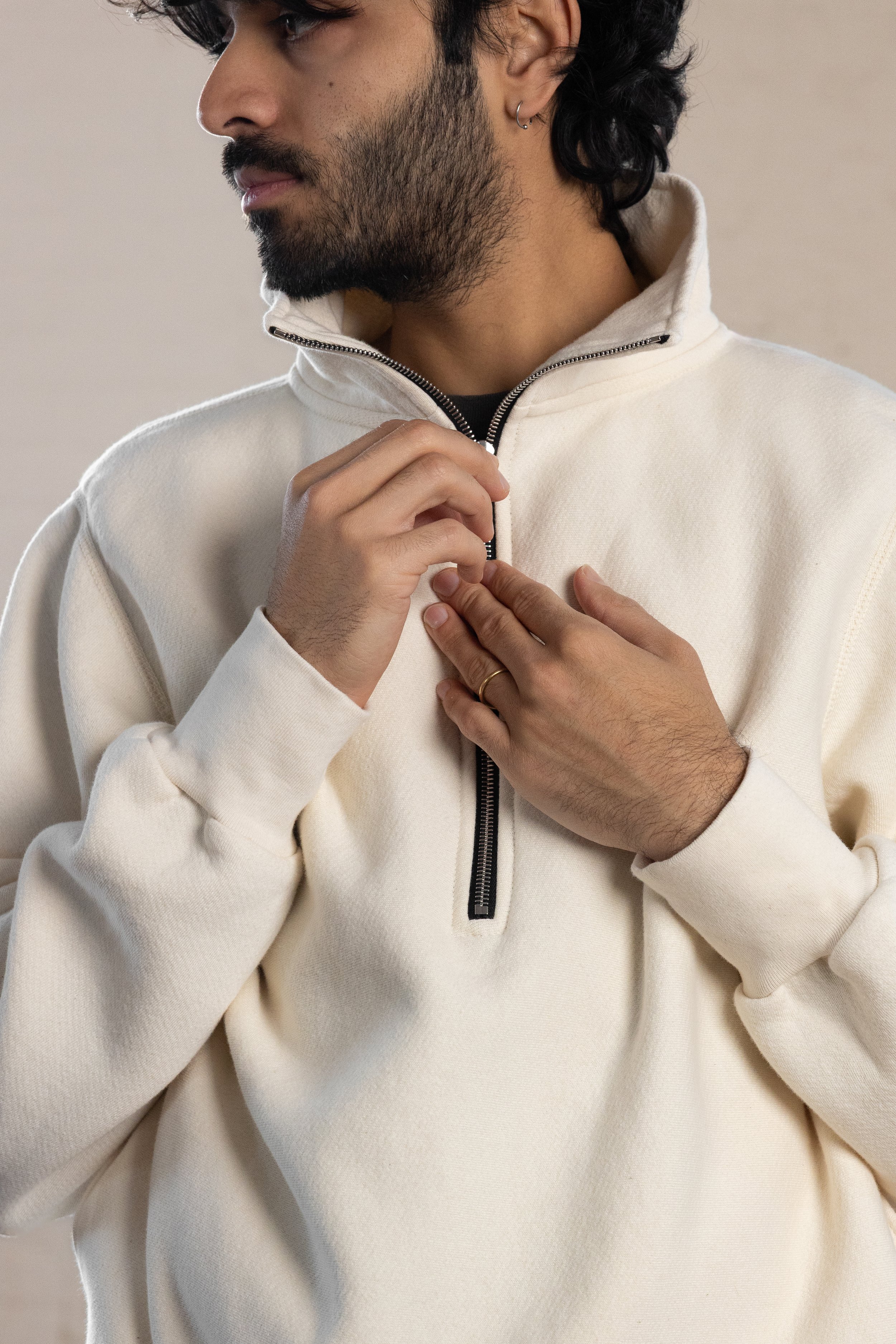 airport half zip - cream