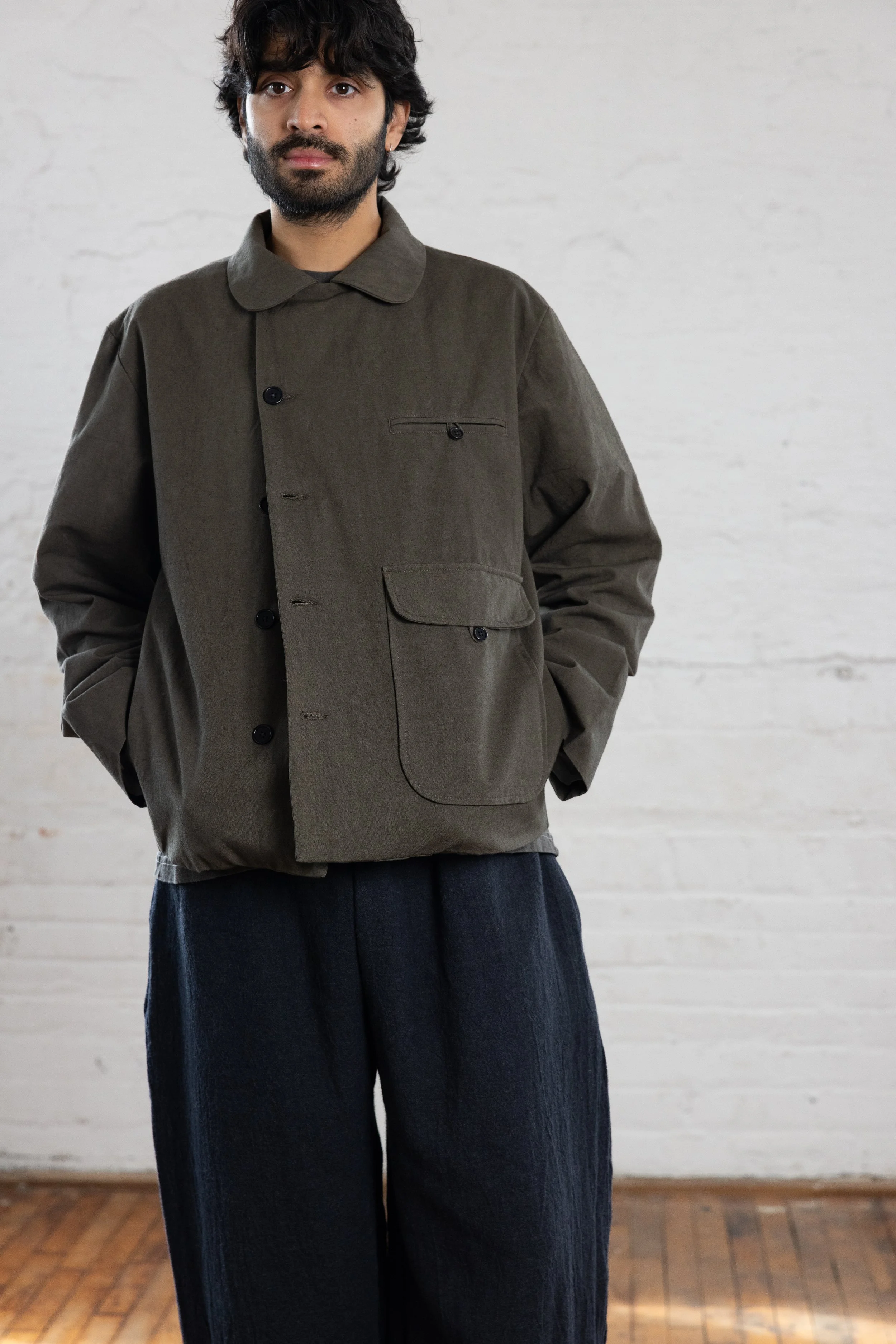 airport jacket - army cotton linen canvas