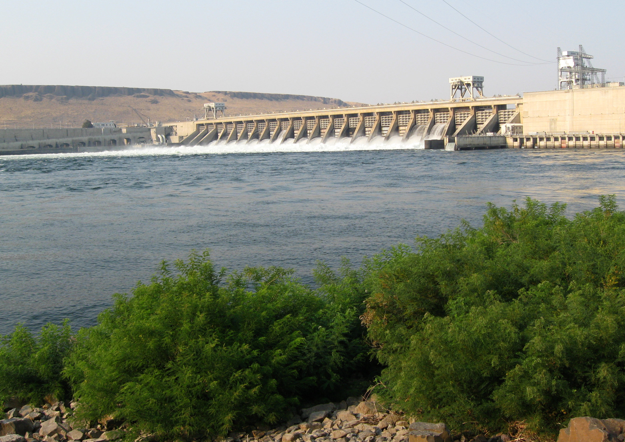  The  McNary Dam , near  Umatilla , opened in 1954 after seven years of construction.     