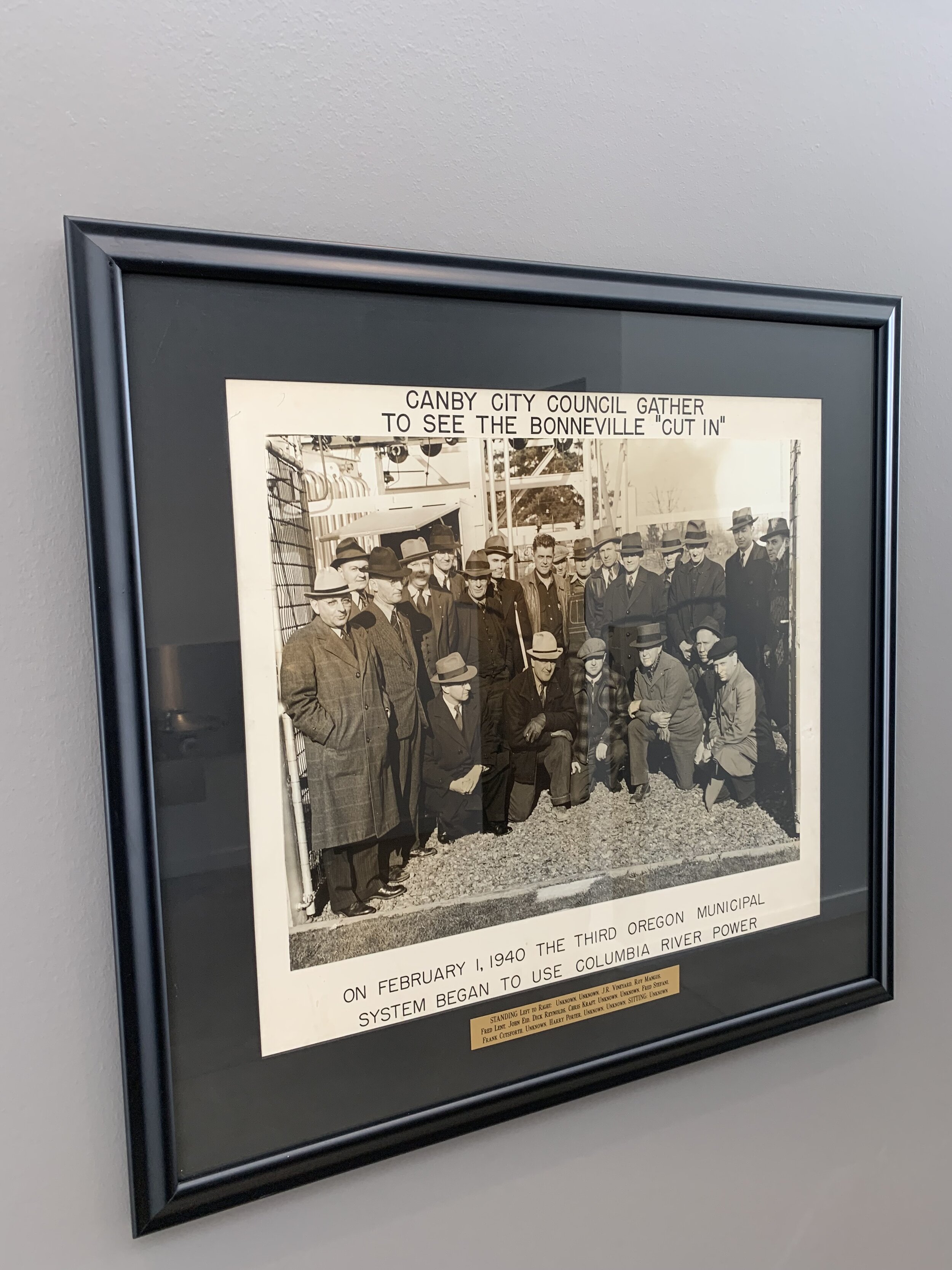 Canby City Council in 1940, the year the third Oregon Municipal System began to use Columbia River Power