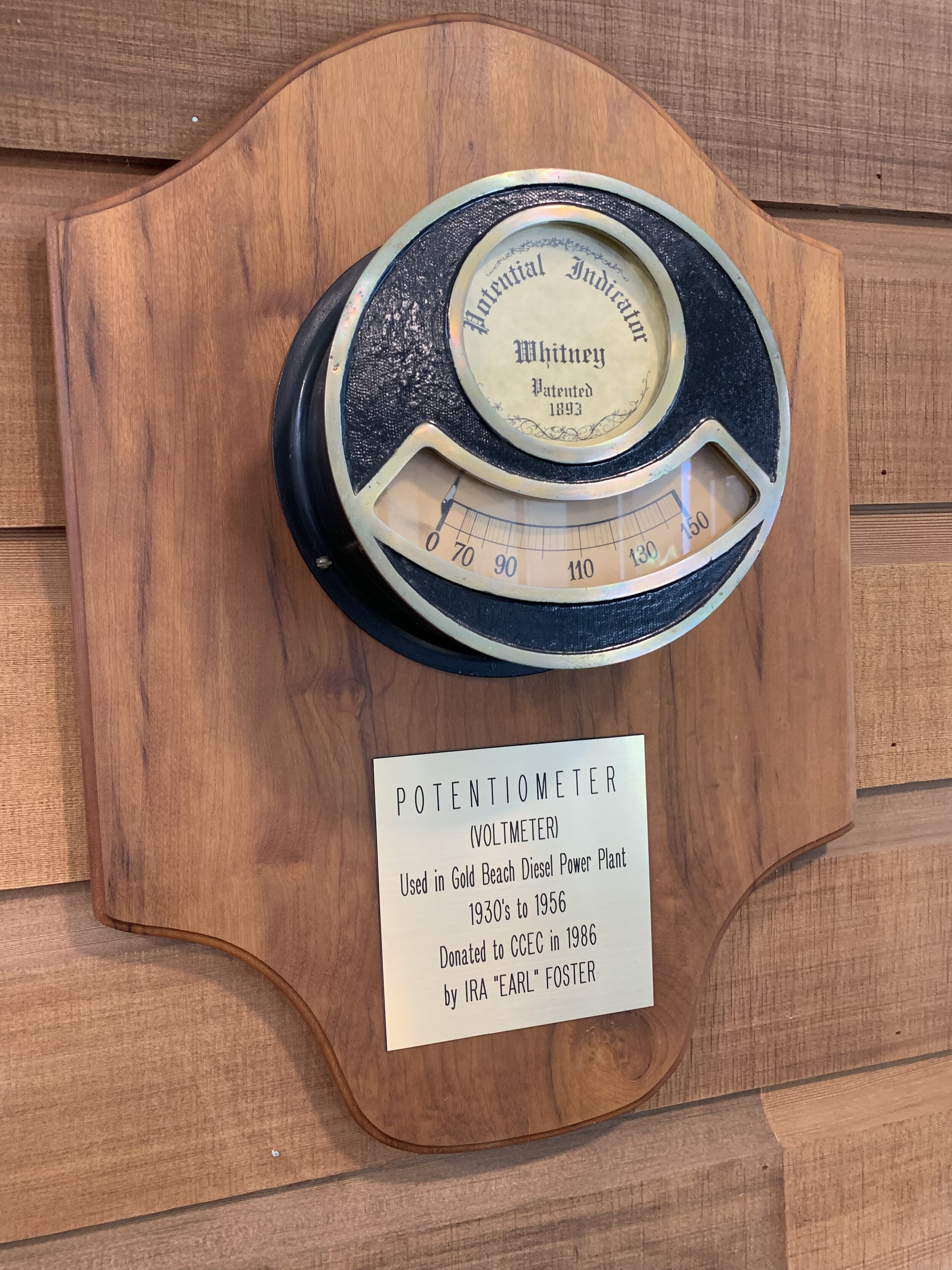 Coos Curry Electric Co-op displays an old voltmeter from a 1930s power plant