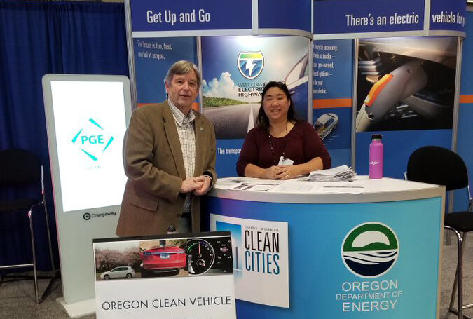 Cory Ann with ODOE staff member, Rick Wallace, at the Portland Auto Show