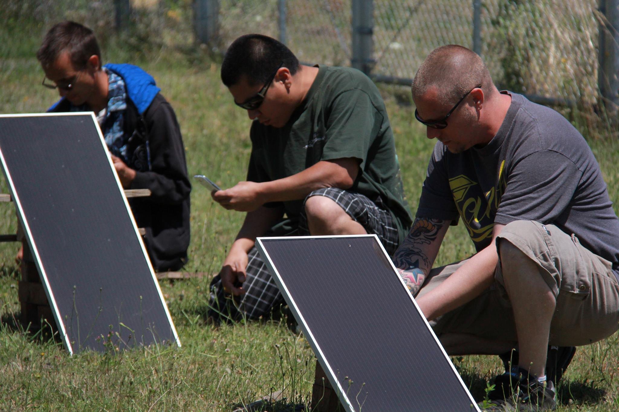 Students testing their solar panels