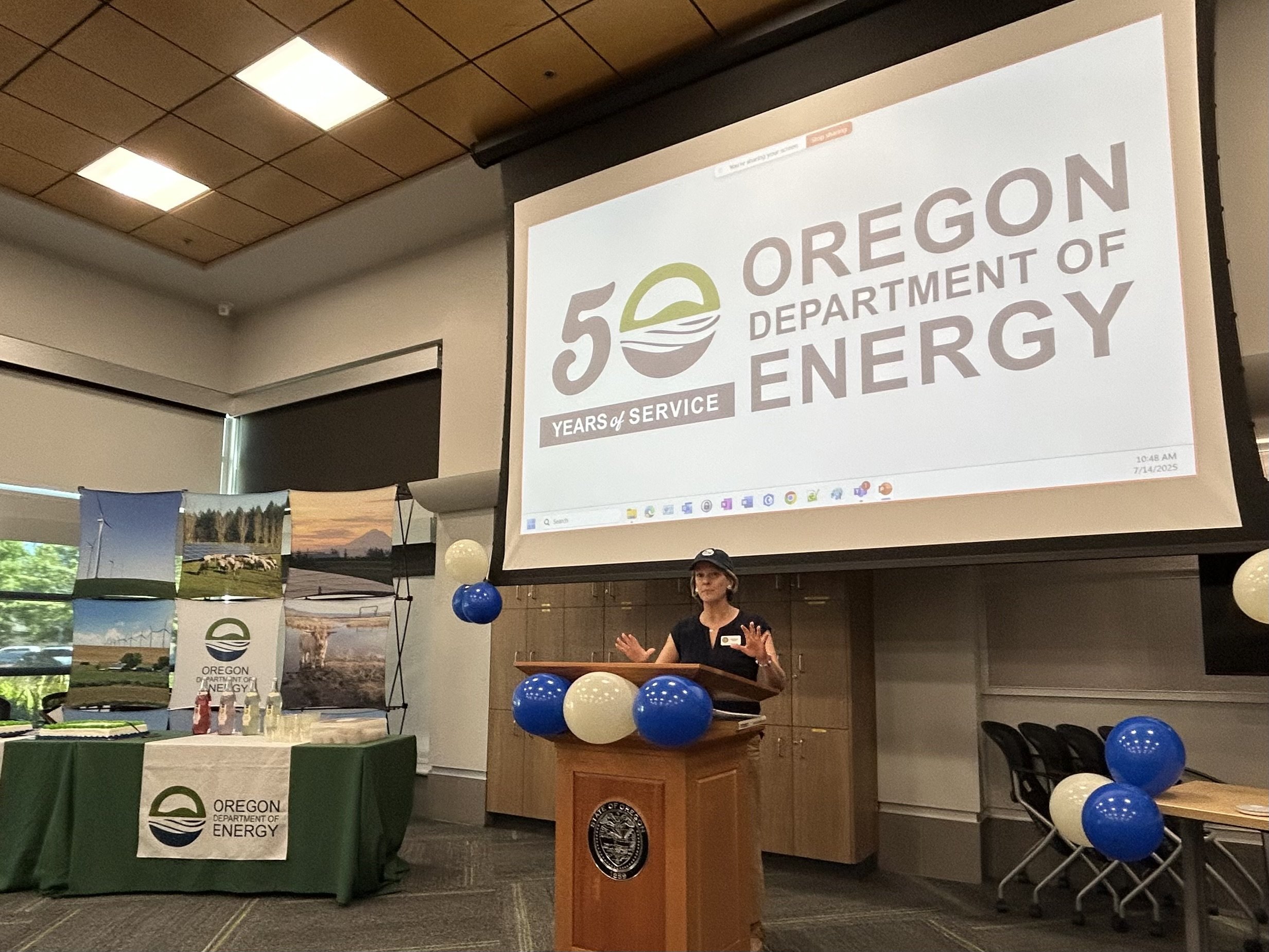 ODOE Director Janine Benner kicks off the 50th anniversary celebration with a presentation on agency history.