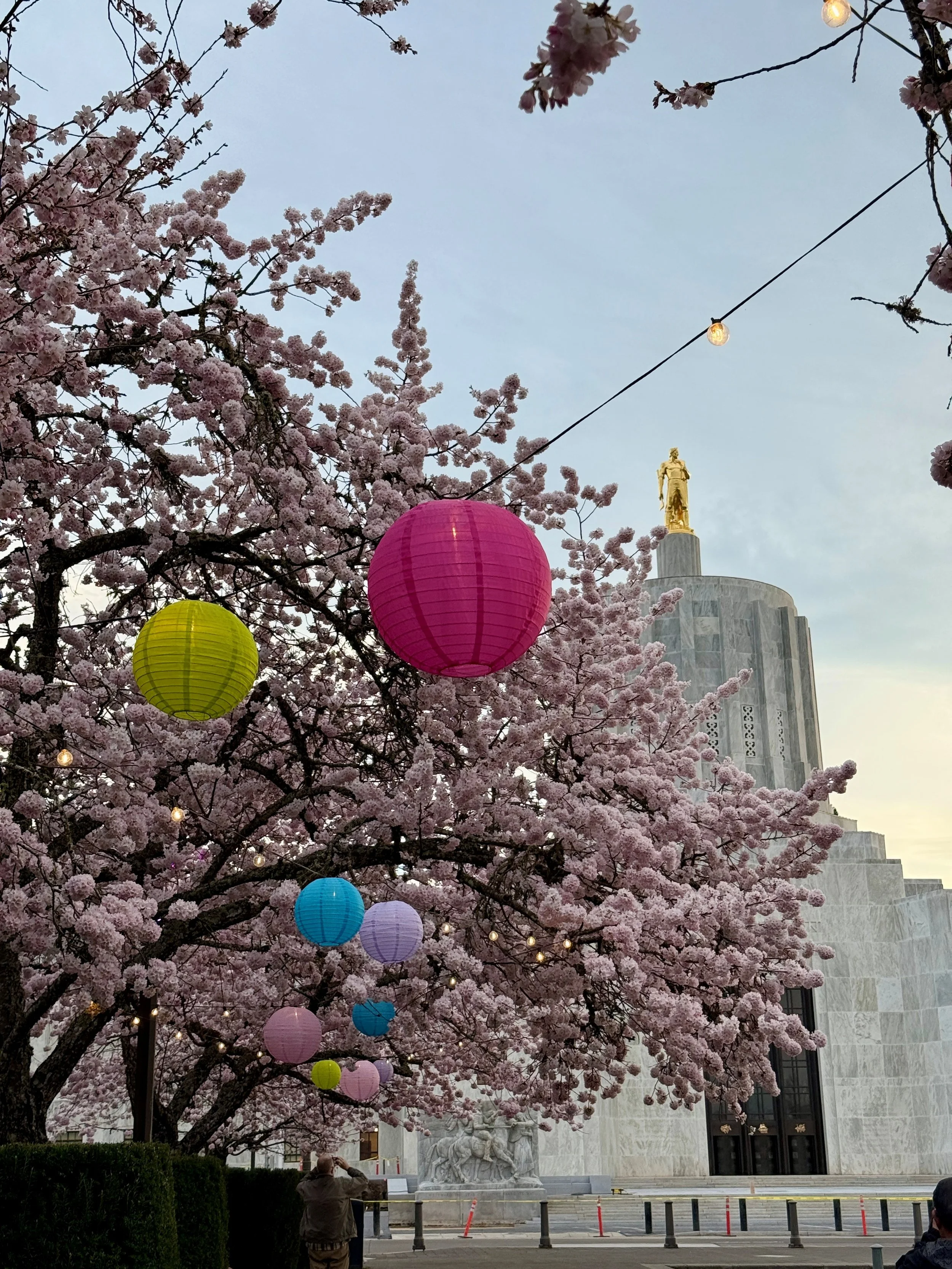 Oregon state capitol in the spring.