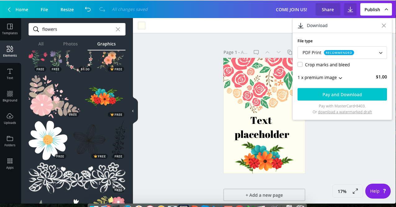9. Using Canva by gafra.org. You now have to decide if you want it as an image (jpeg) or a printable (PDF). We want printable so PDF is your choice.