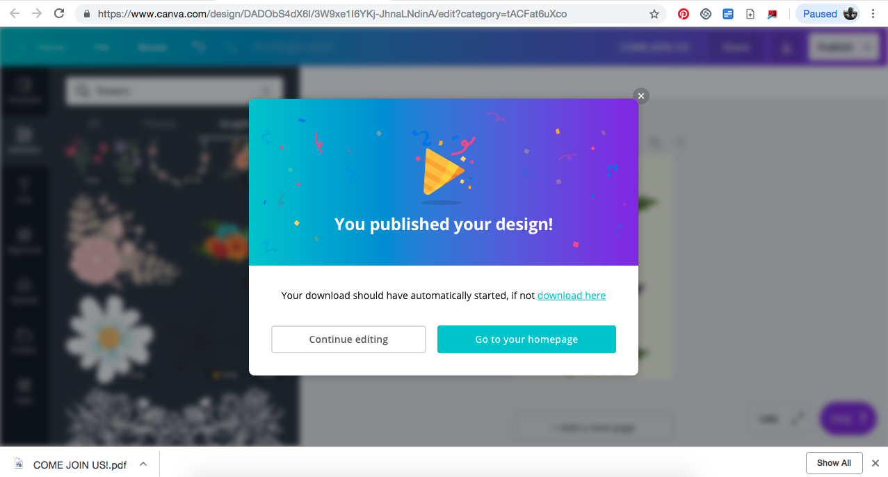 11. Using Canva by gafra.org. It will download based on your choice. All you do now is save it to a file on your computer.