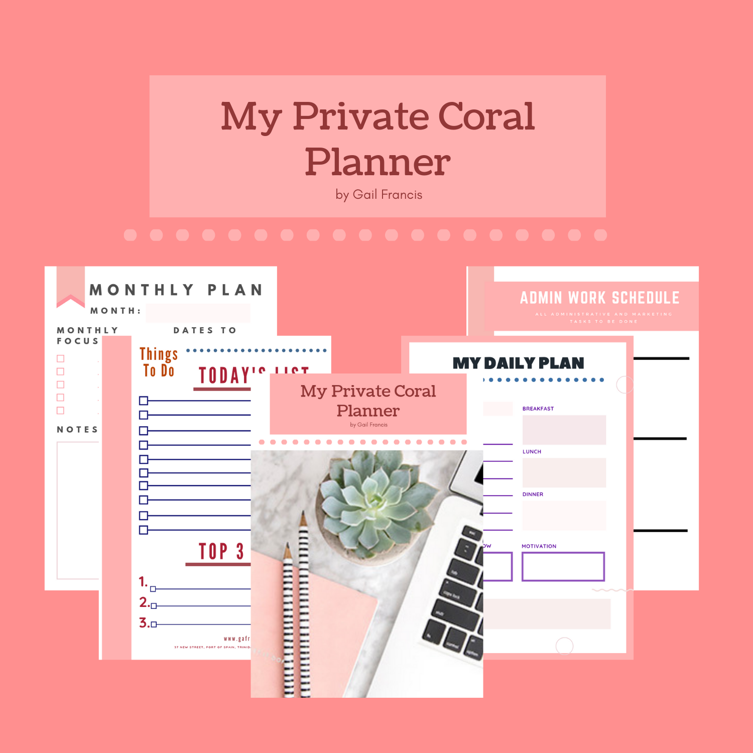 Coral Private Planner, Digital, Printable, Editable, Grocery List, Coral Planner Pages, Coral Password Tracker, PDF, Coral Monthly Page