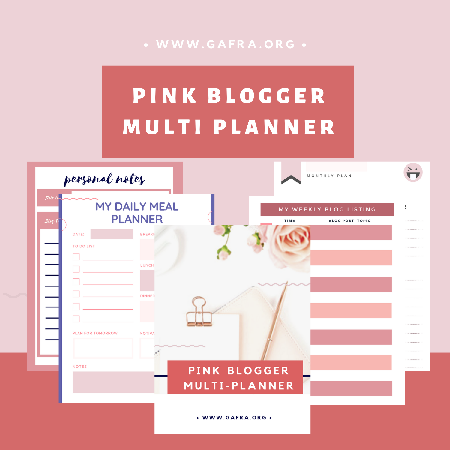 Pink Blogger Multi Planner, Planner for Bloggers, Digital, Printable, Pink Planner, Blog Post Planner, Instant Download, PDF, Download