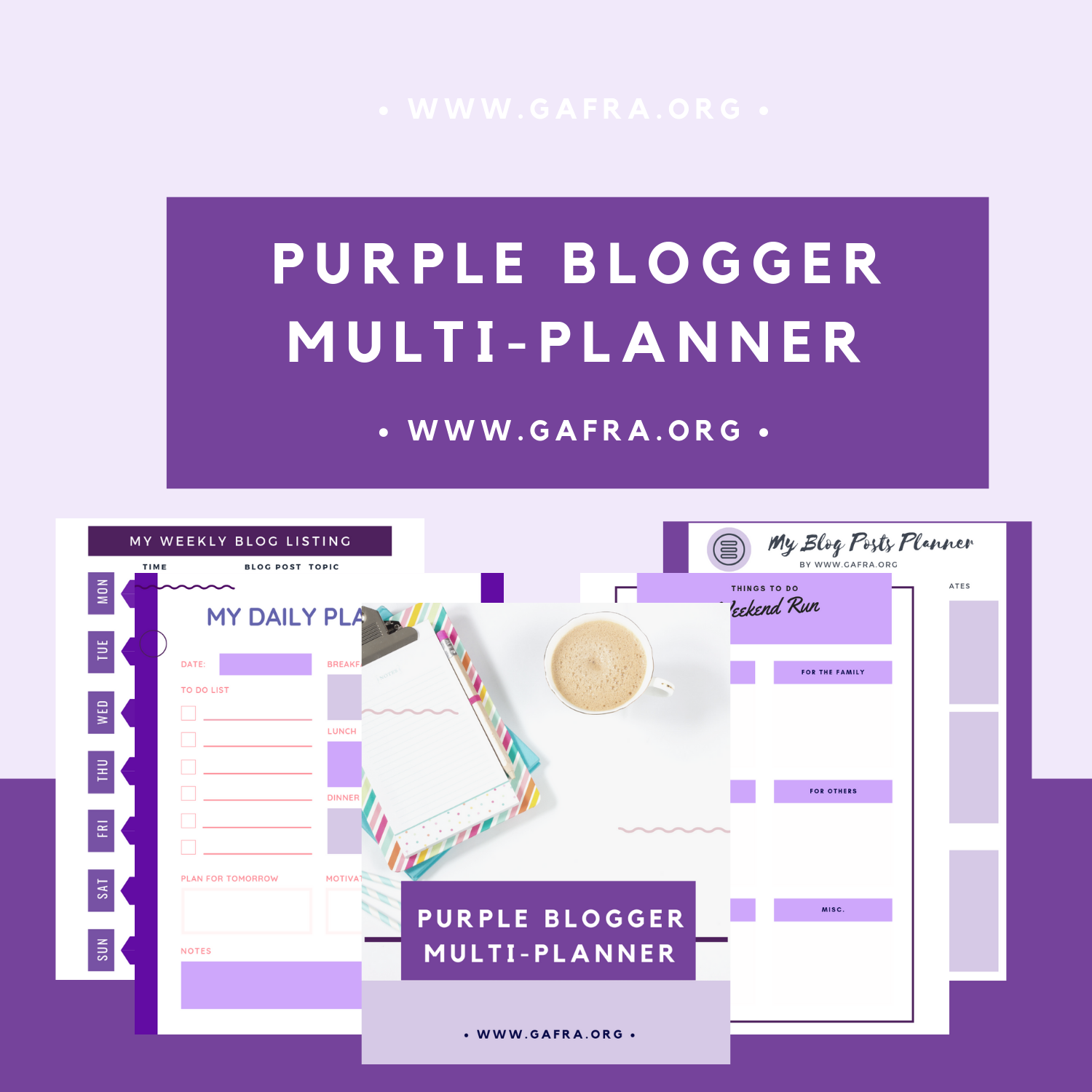 Purple Blogger Multi Planner, Planner for Bloggers, Digital, Printable, Purple Planner, Blog Post Planner, Instant Download, PDF, Download