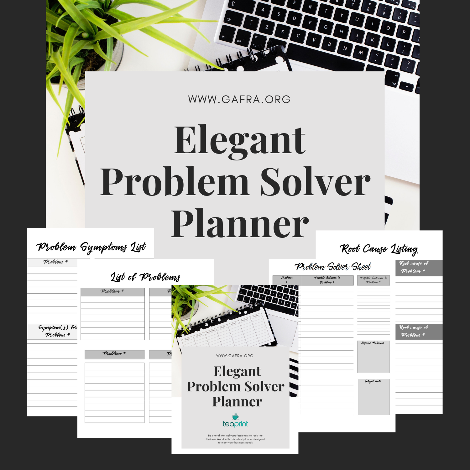 Elegant Problem Solver Planner, Business Planner, Problem Page, Problem Tracker Page, Problem Solver Page, Printable, Editable, PDF