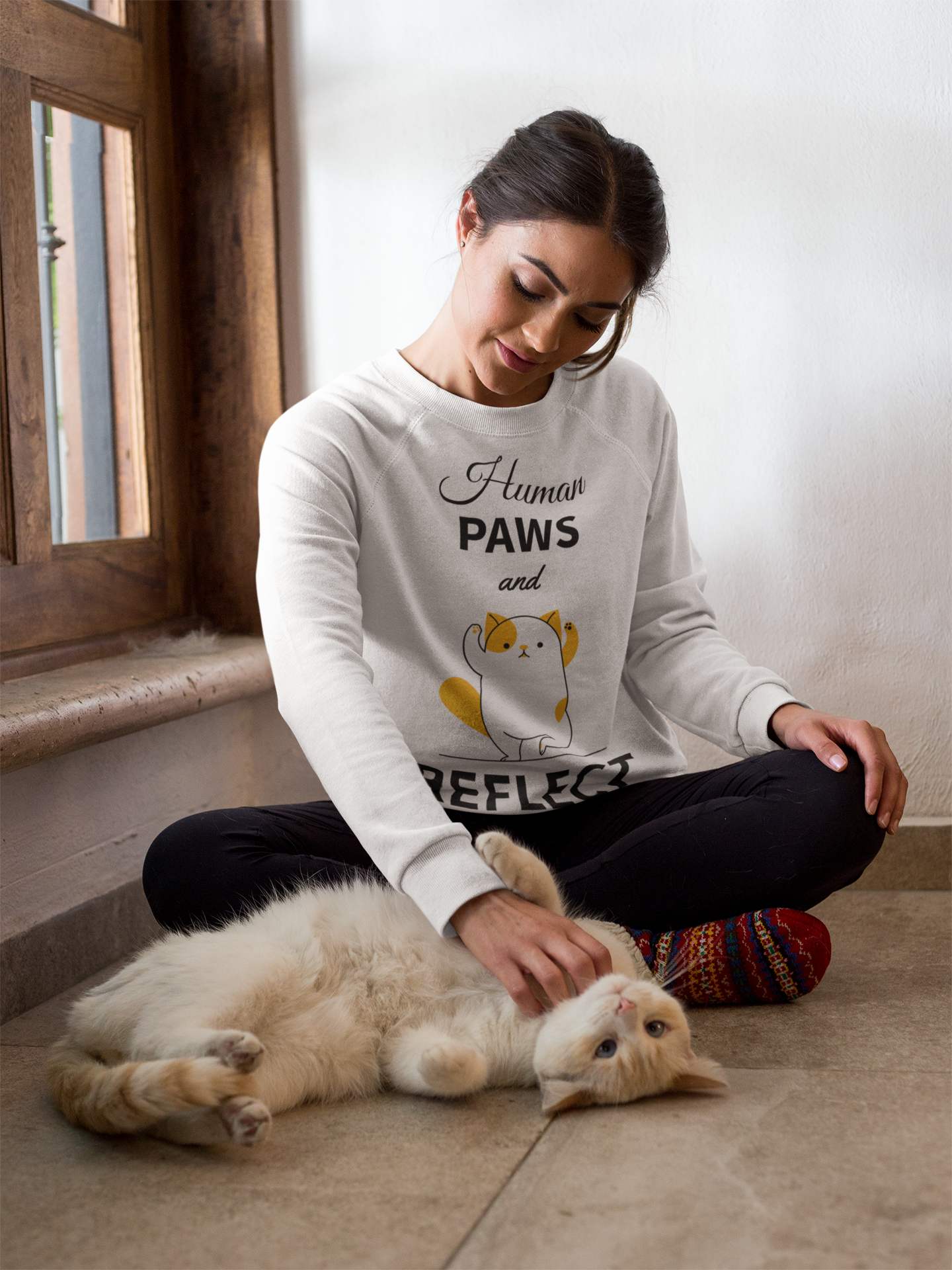 mockup-of-a-woman-wearing-a-crewneck-sweater-while-her-cat-does-barrel-roll-a18782.png