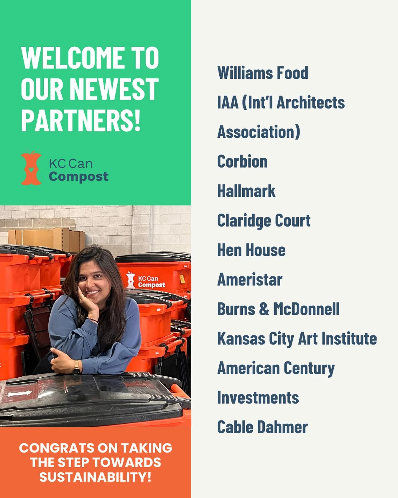 Drop a 👏 in the comments!

There are some new faces around here!

We&rsquo;re so proud of these forward-thinking businesses. It&rsquo;s always a great day when a someone decides to partner with us in creating a greener future. 🎉🌎

#sustainablekc #