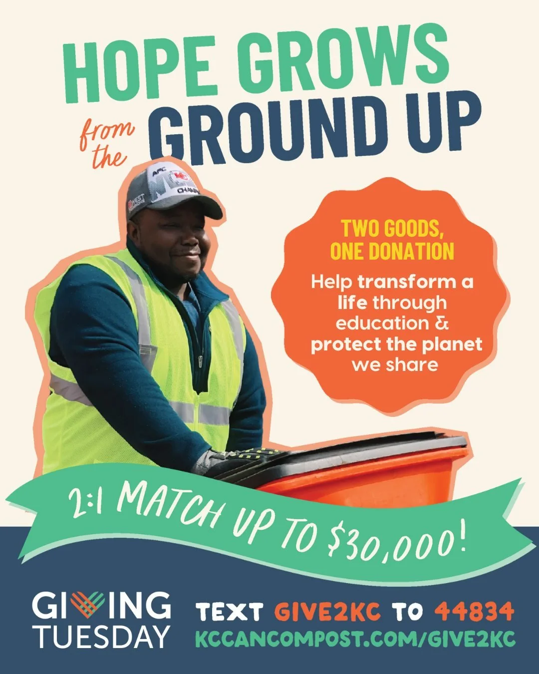 Two goods, one donation: Help transform a life through education &amp; protect the planet we share. 

Our #GivingTuesday fundraiser is LIVE and your gift is matched 2:1, making your impact go 3x as far!

🧡 To support Green Core Training &amp; KC Can