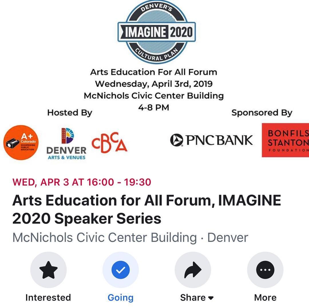 Join us TOMORROW/WEDNESDAY for an in-depth conversation about #equity and #quality in #artsed in Colorado (https://bit.ly/2FpuwPZ)! Welcome by @govofco, MC/panel moderation by @rickgriffith, performances by @mont_bello and @youthonrecord, and two ins
