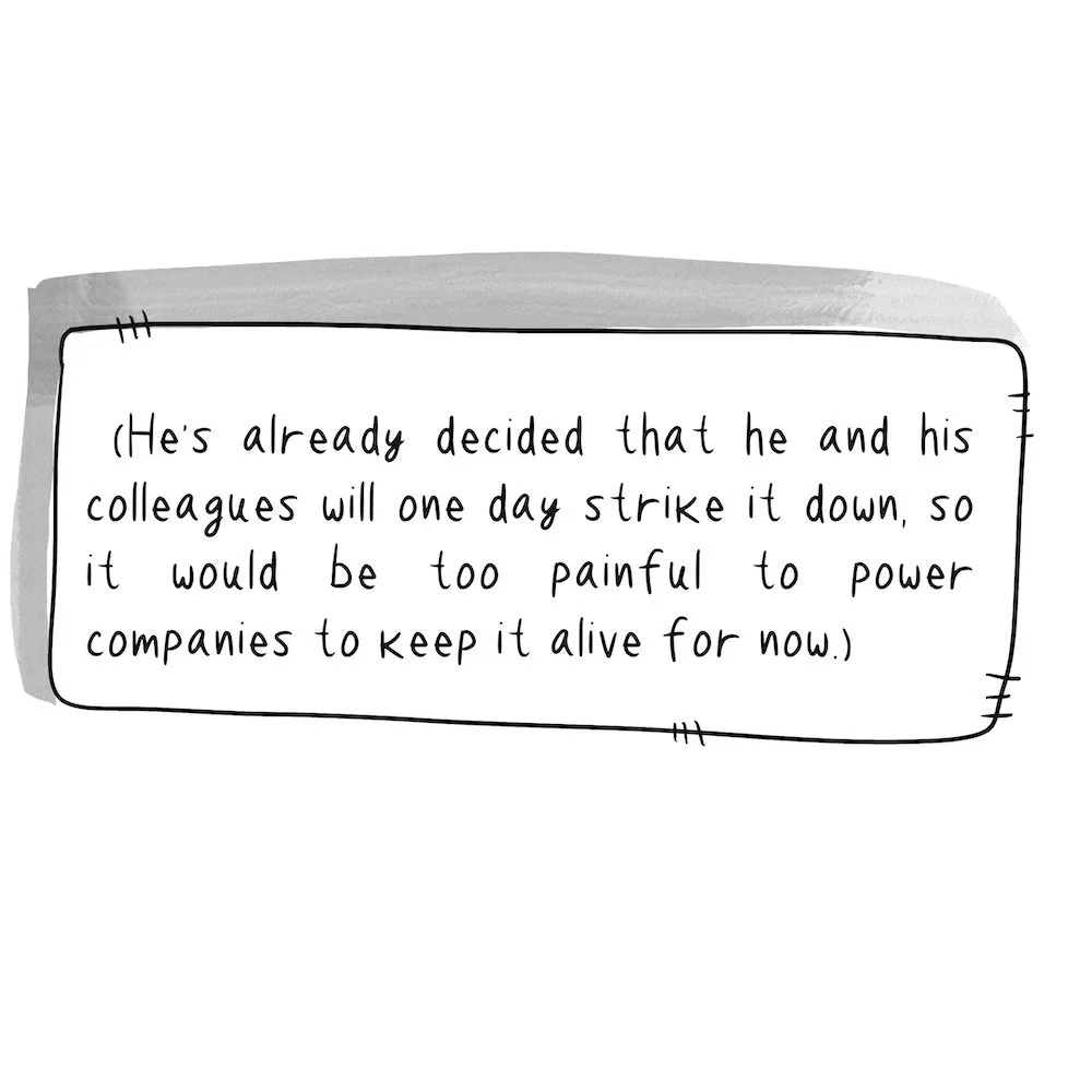 The text of this panel, as described around this image, is written with shadows on this page.