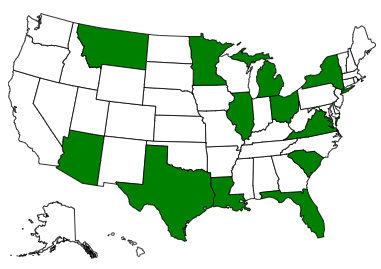 States in green are where the ERA was in the news!
