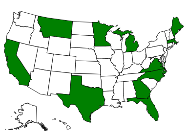 States in green are where the ERA was in the news this week.