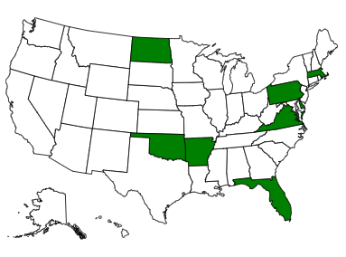 States in green are where the ERA was in the news.