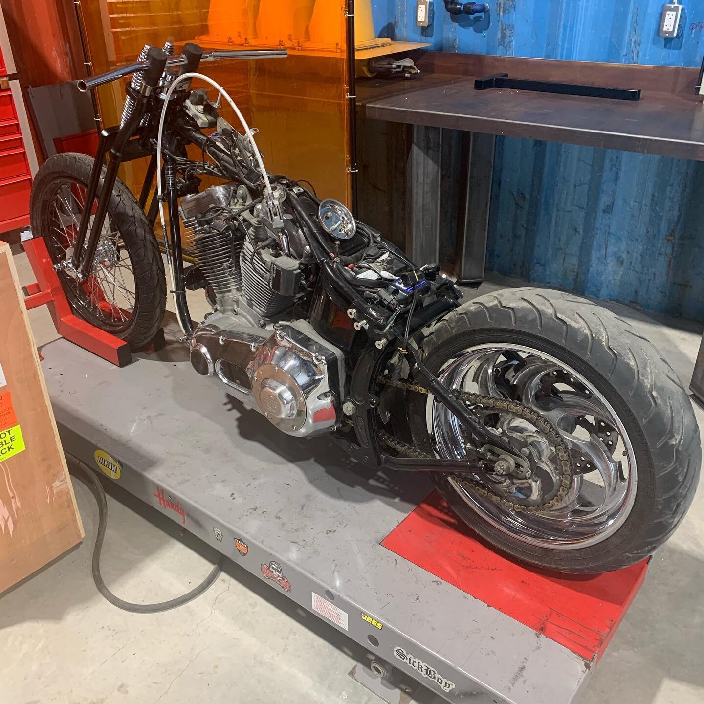 Nick getting his Softail back together-Porsche bike breakdown for Paint!@Paintwerx -Nostalgia Softail Mocked up-paint scheme with @blackwidowcustompaint today-Drag bike ready for Body moulding from  @blackwidowcustompaint-