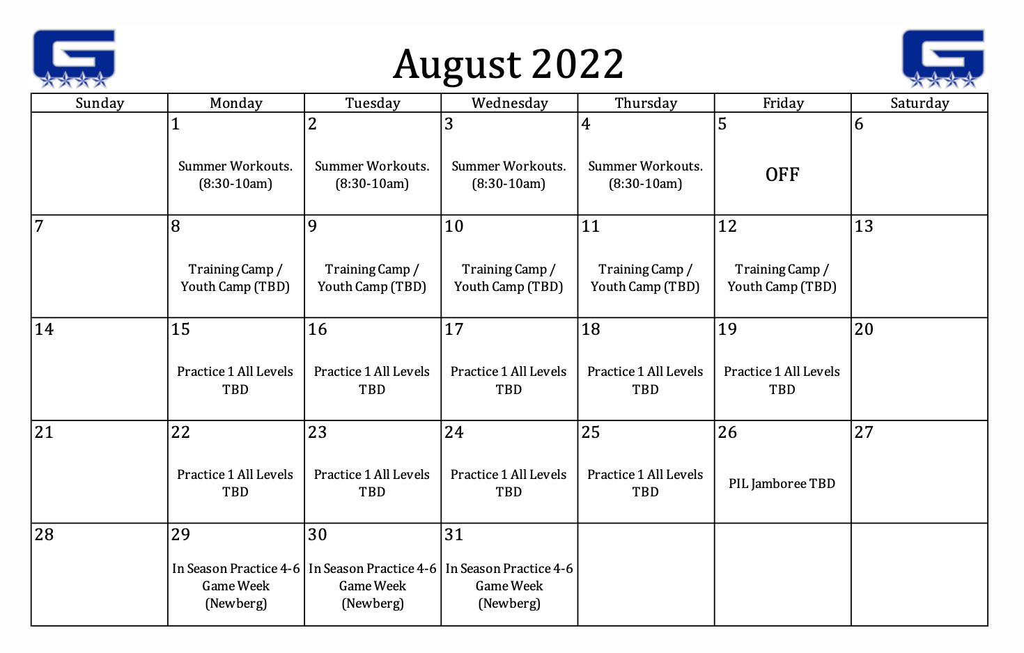 FOGF almost June Update Important Dates Friends Of Grant Football