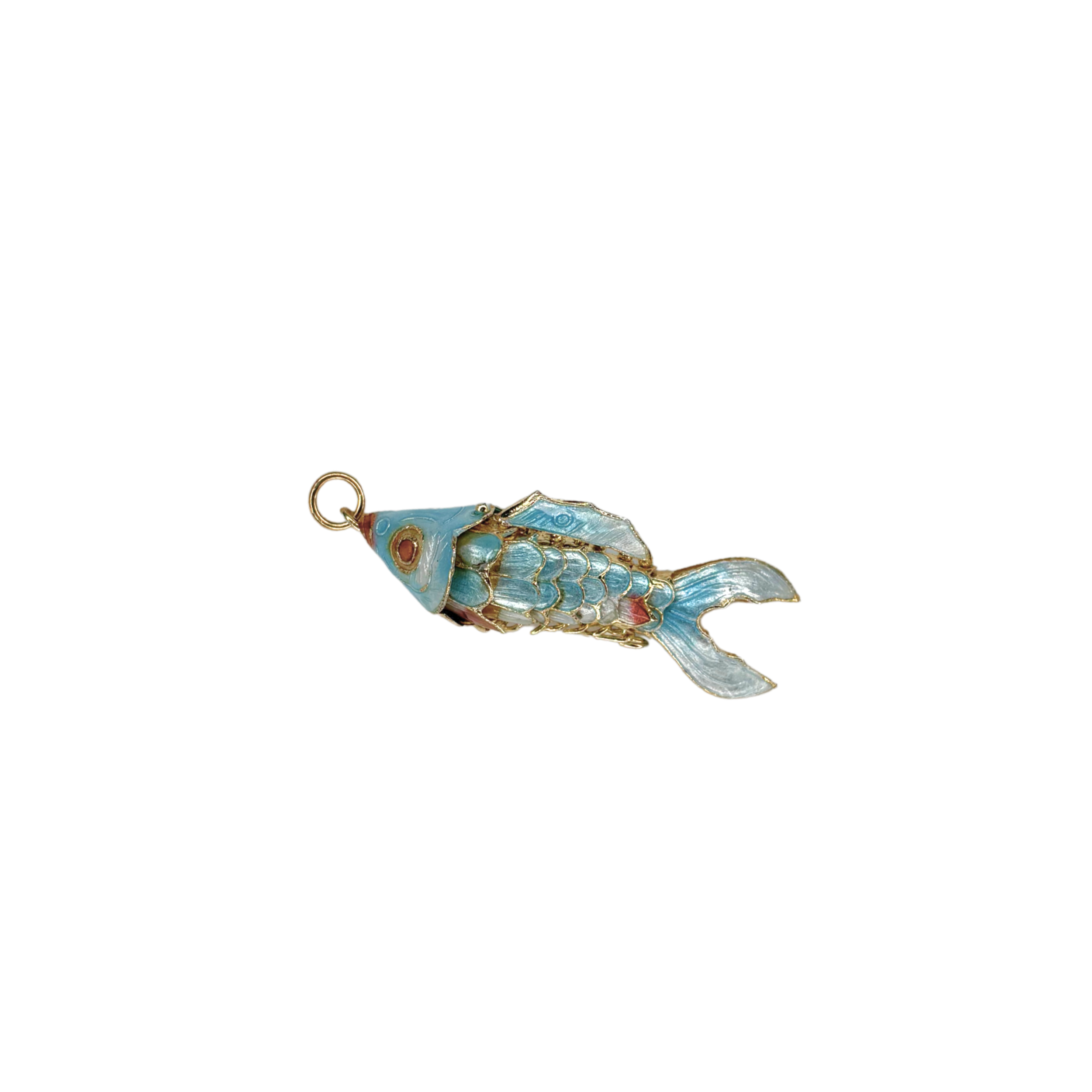 Ice Blue Enamel Fish Pendant