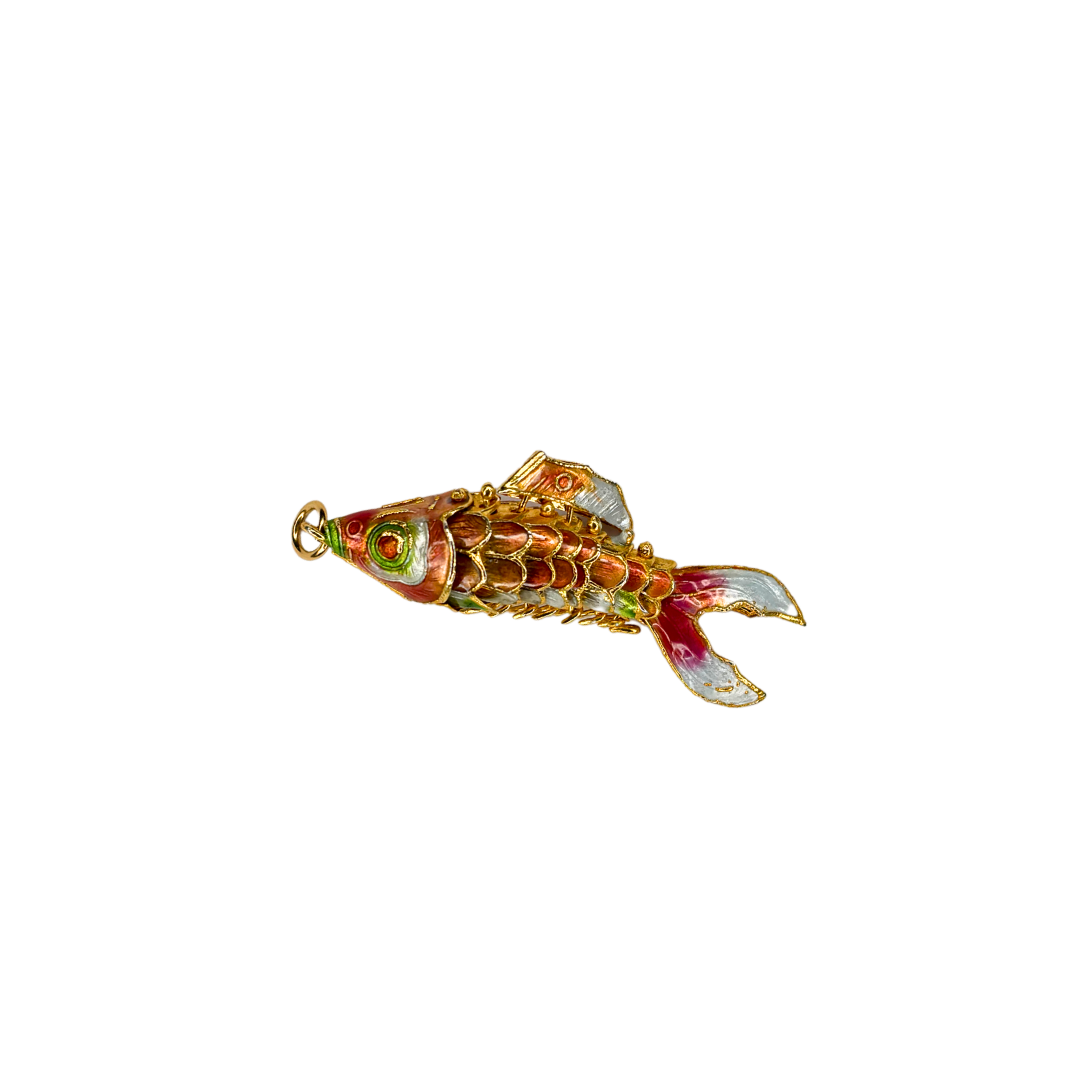 Pink Coral Enamel Fish Pendant